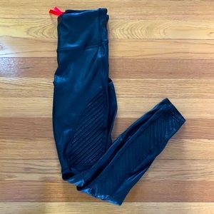 Black Spanx Faux Leather Moto Leggings